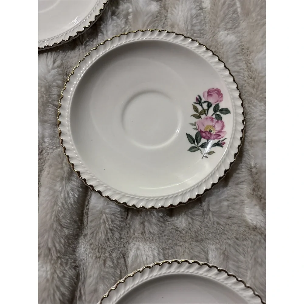 Harker Pottery Co. Wild Rose 22KT. Gold trim Saucer 6 1/4